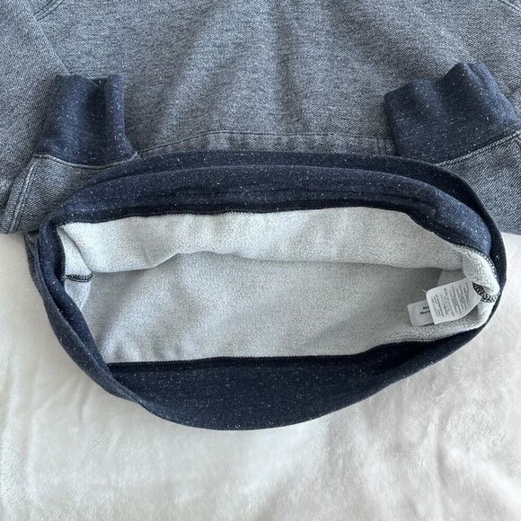 J Crew Sweatshirt Mens Medium Vintage Fleece Hoodie Henley Pocket Heather Blue - Picture 7 of 8